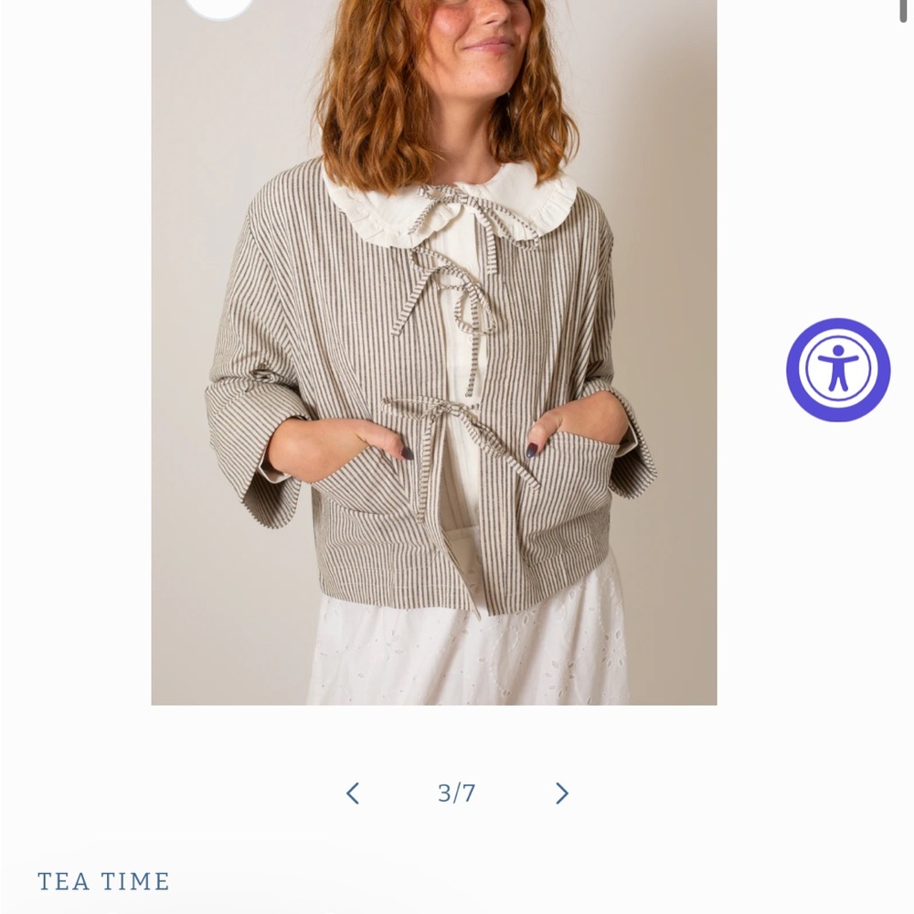 Striped Jacket with Bow Ties - TEA TIME